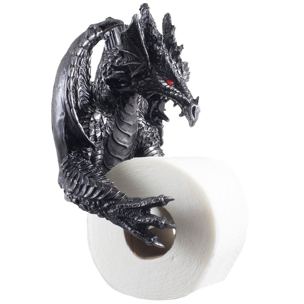 Mythical Winged Dragon Toilet Paper Holder in Metallic Look for