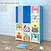 Tespo Portable Clothes Closet Wardrobe for Children and Kids, Cute Cartoon, DIY Modular Storage Organizer, Sturdy and Safe Construction, 12 Deeper Cubes with Hanging Rods (12 Cubes-Blue)