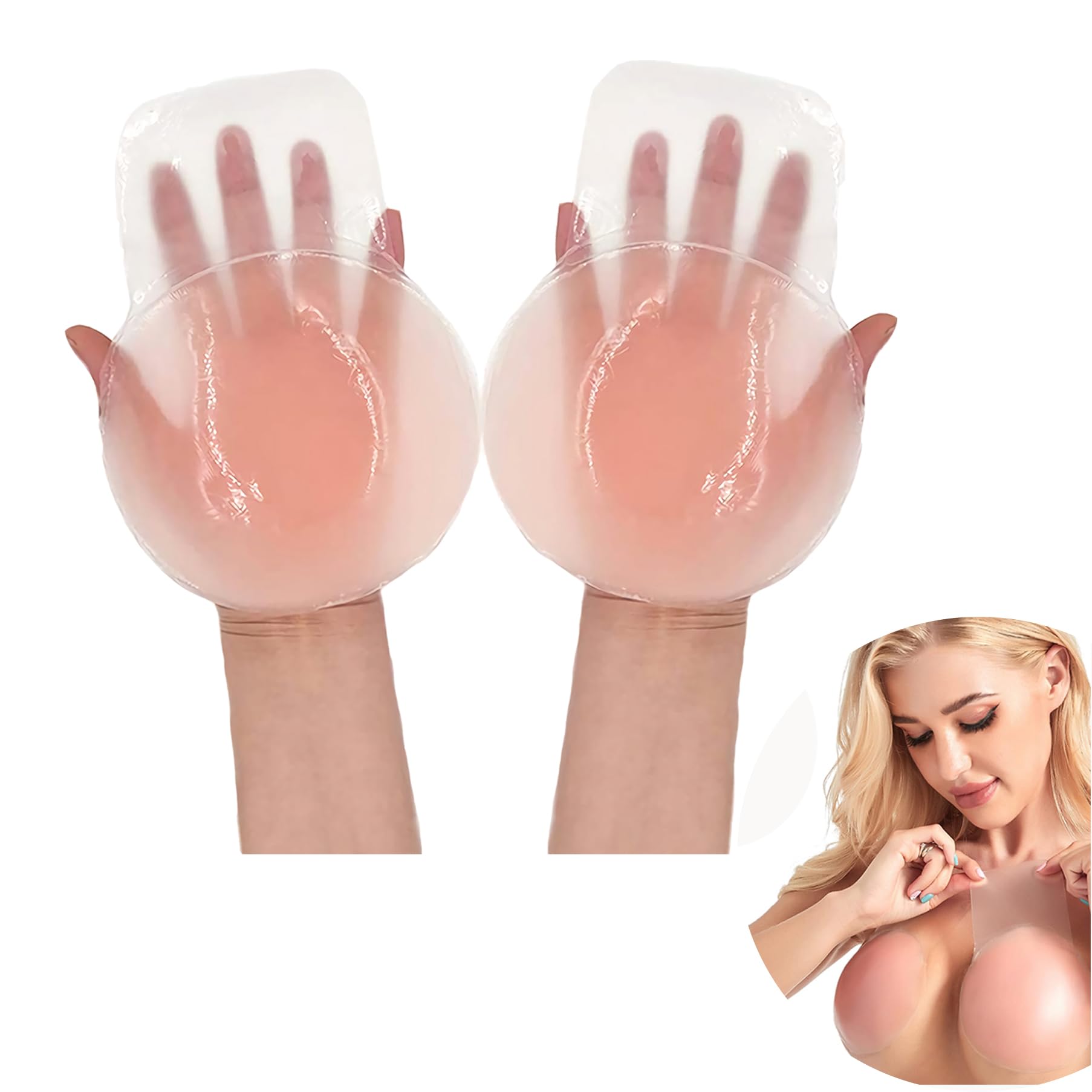 Photo 1 of **NO BOX**MILUMILUU Nipple Cover for Women Lift Tape Pasties Breast Covers Push Up Sticky Bra Boob Adhesive Bra Reusable Strapless fits C Cup D Cup Pink XLarge
