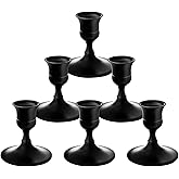 Vintage Black Taper Candle Holders, Set of 6, Metal Taper Candlestick Holder for Dinner Room Table Centerpiece, Wedding Reception, Festive,Mantel Decoration, Home Decor (Black, Set of 6)
