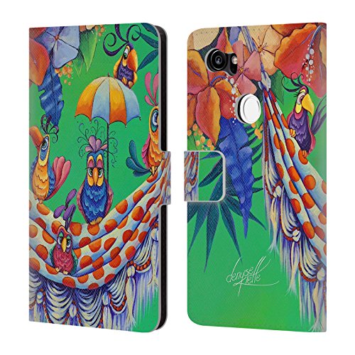 Official Denyse Klette Hangout Hammock Feathers, Fins, And Fur Leather Book Wallet Case Cover For Google Pixel 2 XL