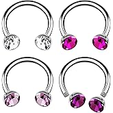 4PCS Steel Horseshoe Earrings 18g 1mm 3mm Crystal Ball Cartilage Septum Tragus Earrings Piercing Jewelry Pick Size and Color