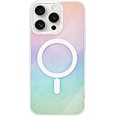 REAPEX for iPhone 16 Pro Max Case 6.9 inch, Clear Glitter Magnetic Phone Case Compatible with MagSafe, Shockproof Thin Cover, Non-Yellowing and Scratches (Rainbow, iPhone 16 Pro Max)