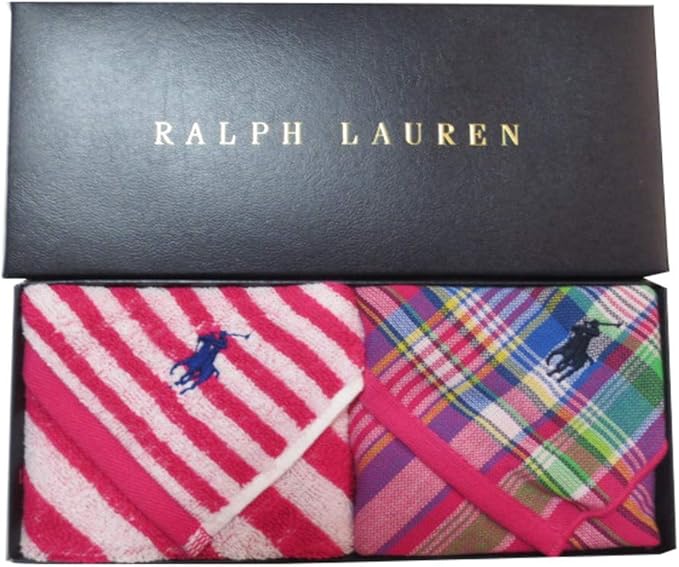 Amazon Co Jp ラルフローレン Ralph Lauren タオルハンカチ ミニタオル 2枚セット 専用箱入り ピンク 服 ファッション小物