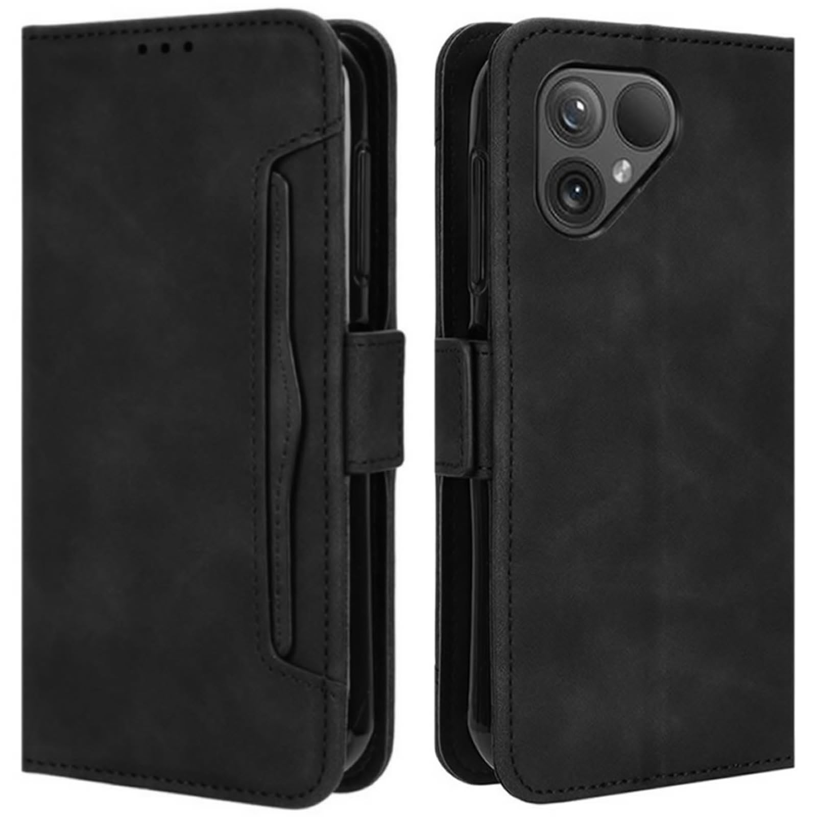HualuBro Fairphone 5 Case, Magnetic Full Body Protection Shockproof Flip Leather Wallet Case Cover with Card Holder for Fairphone 5 5G Phone Case (Black)