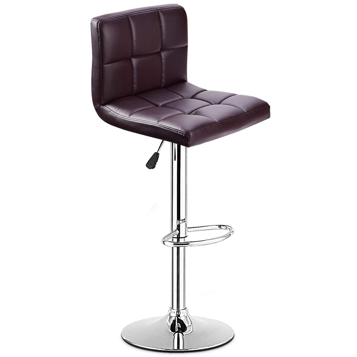 COSTWAY Bar Stool, Modern Swivel Armless Adjustable Barstools, Square Counter Height