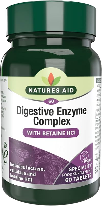 Natures Aid Digestive Enzyme Complex 60 Tablets Vegan Betaine HCl