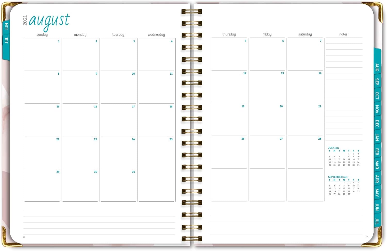 HARDCOVER Academic Year 2021-2022 Planner: (June 2021 Through July 2022) 8.5"x11" Daily Weekly Monthly Planner Yearly Agenda. Bookmark, Pocket Folder and Sticky Note Set (Pink Mosaic Triangle) : Office Products