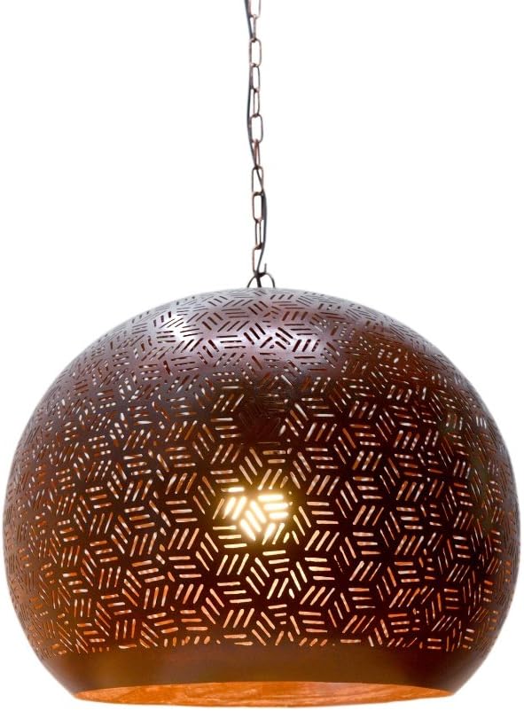 Lamps and Light, Iron, New Hexa Design Unique Kitchen Round Moroccan Basket Lamp/Pendant Light, 46 x 46 x 40 cm, Bronze[Energy Class A++] [Energy Class A++]