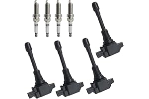 Autowxjq Ignition Coil Iridium Spark Plugs Set of 4pcs UF549 C1696 Compatible with 2007 2008 2009 2010 2011 2012 2013 2014 2015 2016 Nissan Altima Rogue Sentra Cube NV200 Versa 2.5L 1.8L 1.6L 2.0L L4