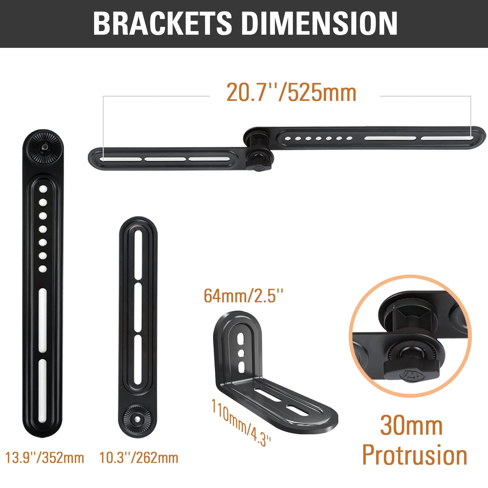 Mounting Dream Soundbar Bracket Sound Bar TV Mount Designed for TVs with Protruded Bottom on Back - Holds Up to 15 lbs - with Adjustable Arm and L-Shaped Bracket for Mounting Above Under TVs MD5421