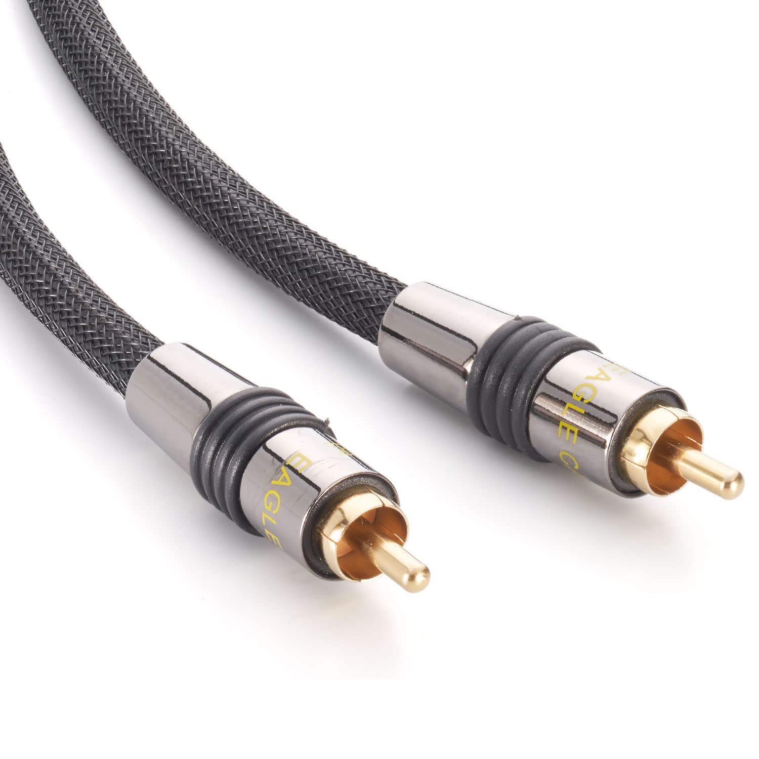 inakustik – 10030030 – Deluxe Video/Digital RCA -> RCA | For the Transmission of Digital Sound Signals | 3.00 m in Black | Black Braided Shield | Metal Plug | with Braided Shield