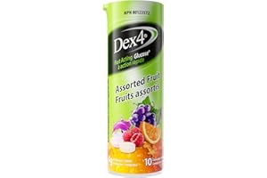 Dex4 Glucose Tablets – Travel Tube – Assorted Fruit Flavour – 10 Tablets per Tube, 12-Pack (120 units) – Fast-Acting, Pre-Mea