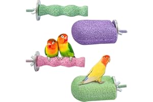 4pcs Bird Beak Grinding Stones Parrot Perch Stand Bird Perches Toy for Cages Colorful Sticks Sanded Surface Cage Accessories 