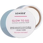Sonage Glow To Go Glycolic Acid Peel Pads For Face & Body, Professional Strength Exfoliation and Resurfacing AHA Pads That Helps Even Skin Tone, Pore Size, Brighten & Smooths Complexion