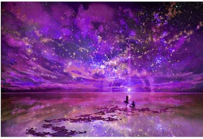 Twyydp Puzzle Adulte 1000 Pièces Ciel étoilé Violet Peinture