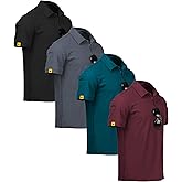 ZITY Golf Polo Shirts for Men Moisture Wicking Short Sleeve Athletic Tshirt | 4 Pack, Stretch, Breathable, Quick-Drying, Lightweight, Daily Wear, Work, Casual, Business, Tactical, Tennis, Outdoor Sports