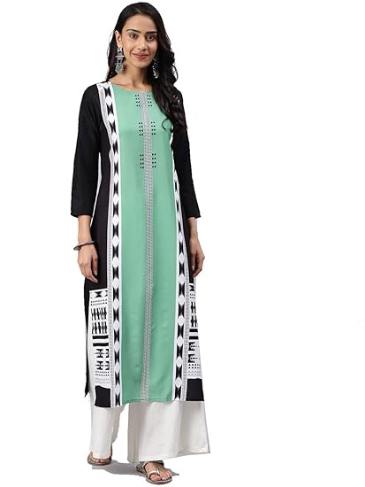 Crepe Digital Printed Kurti(VPK1633A_Green_Free Size)