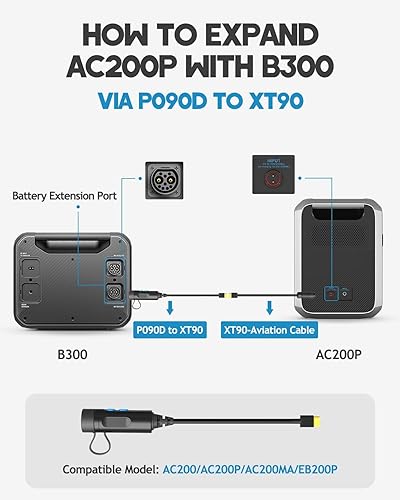 BLUETTI P090D to XT90 External Battery Connection Cable for AC200 
