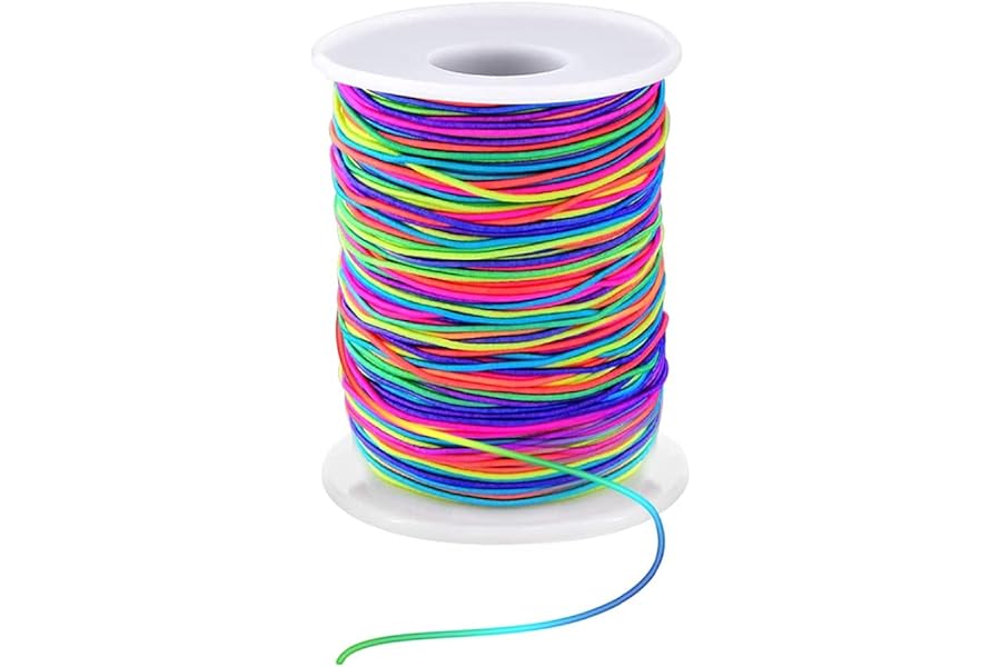 LUSTEMBER 1mm Stretchy Bracelet String, Sturdy Rainbow Elastic String Elastic Cord for Jewelry Making, Necklaces, Beading and Crafts