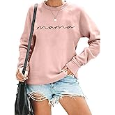 ASTANFY Womens Crewneck Sweatshirt Mama Letter Print Long Sleeve Loose Fashion Pullover Top