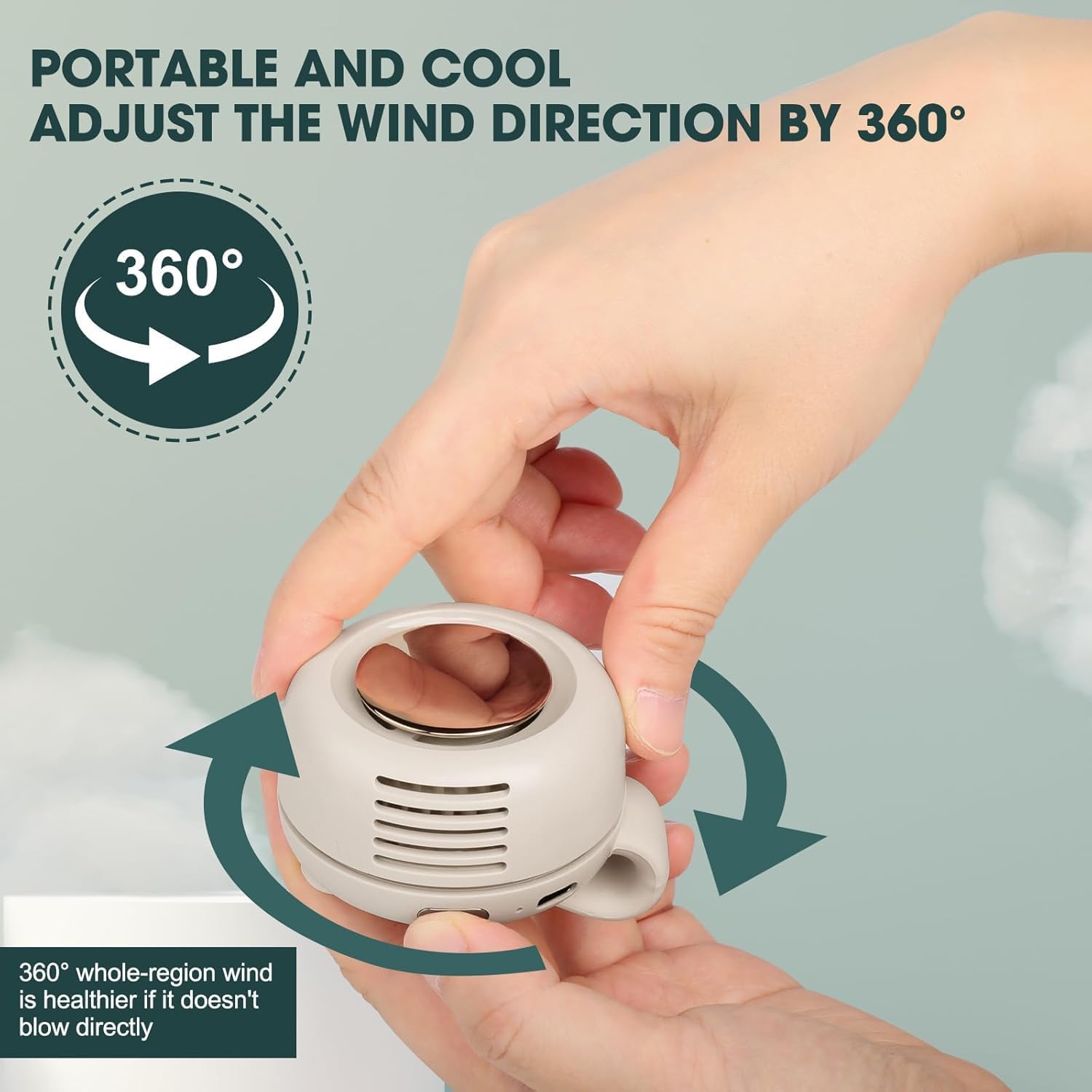 Portable Silent Bladeless Mini Fan, Portable Mini Clip On Fan for Shirt & Waist, Adjustable 3 Speeds Rechargeable Hands-Free, for Outdoor & Travel & Office, Travel Accessories - Ideal Gift