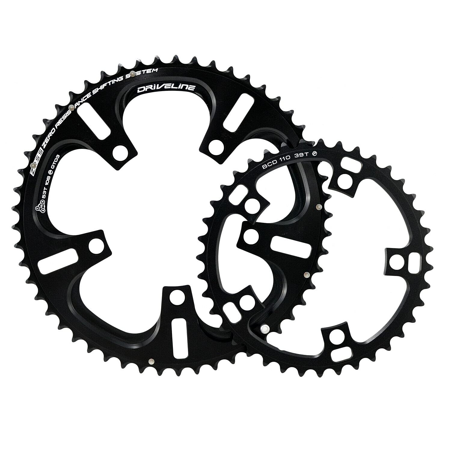 Driveline CNC 7075 Alloy Chainring Set Road Bike 53-39T, 10 Speed, BCD110mm, DR2245