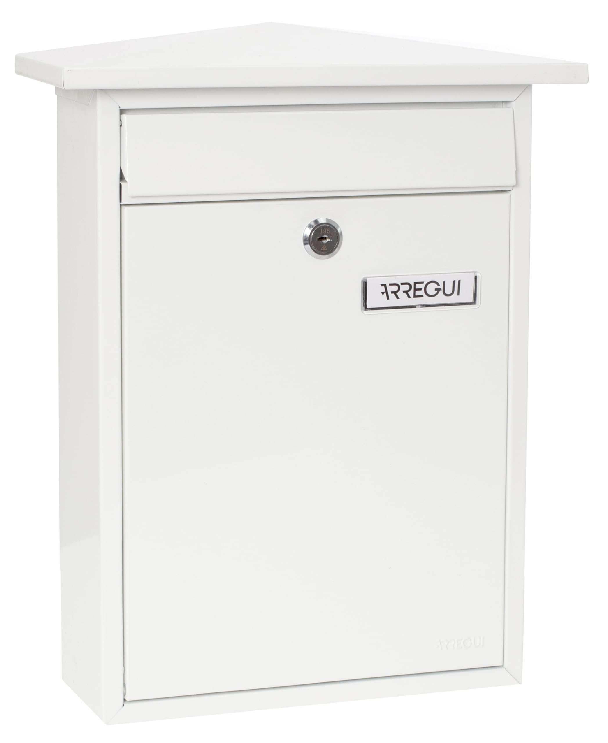 ARREGUI Home E5711 Exterior Steel Mailbox, Size M (DIN A4 Mail and Magazines), Individual Mailbox, Narrow Bottom Wall Mailbox, Rainproof, Easy to Install, White