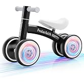 Baby Balance Bike for 1 Year Old Boys Girls, Toddler First Bike with 4 Colorful Lighting Wheels | 10-36 Month Toddler Balance Bike | First Birthday Gifts (Black)