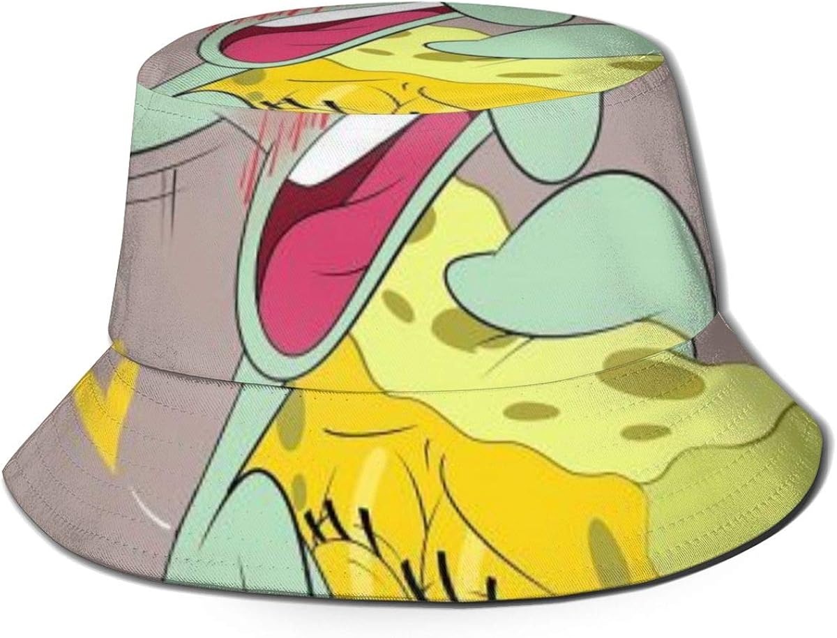 Bucket Hat Squidward Tentacles Afraid Printed Packable