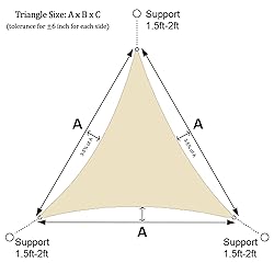 Lulu Home 16'x16'x16' Triangle Sun Shade Sail, UV