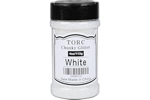 TORC White Chunky Glitter 4 OZ Glitter for Resin Crafts Tumblers Cosmetic Makeup Nail Art Festival Decoration