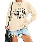 FCDIED Local Witches Union Salem Sweatshirt Women Funny Witch Halloween Sweatshirt Retro Graphic Hocus Pocus Sweatshirt