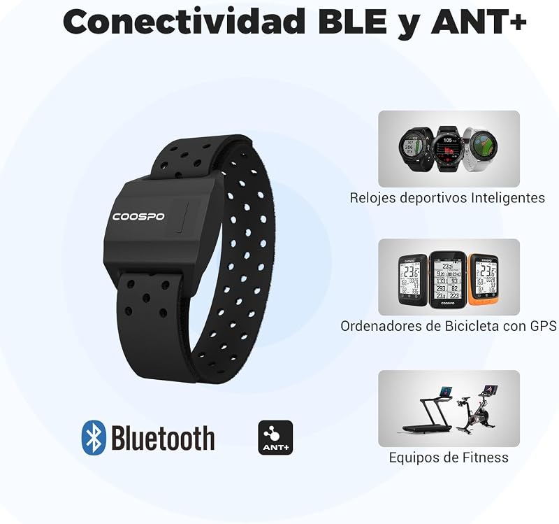 HW706 Pulsómetros Banda Frecuencia Cardiaca Brazo Bluetooth Ant+, Impermeable IP67 para Wahoo, Strava, Polar Beat, DDP Yoga, adidas Run, Rouvy, Pulsoid