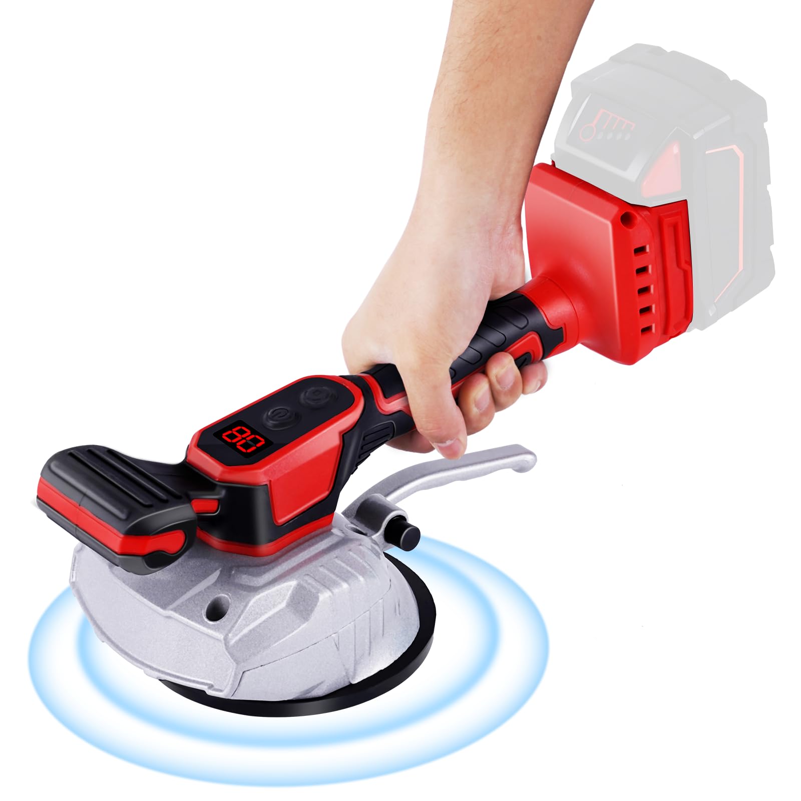Photo 1 of YJINGRUI Tile Vibration Leveling Machine, for Milwaukee 18V Max Battery, Cordless Tile Installation Tool, Tiler Vibrator Tool with 8 Speed, Suction Cup, Digital Display for Floor Tile Wall