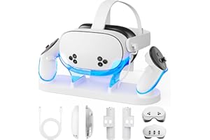 YOGES Charging Dock for Meta Quest 3 & Quest 3S, 2-in-1 Fast Charging Station with 2 Rechargeable Batteries, Charge VR Headset and Controllers, Charging Stand Accessories