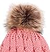 Simplicity Winter Hat for Women Hand Knit Faux Fur Pompoms Beanie for Women Pink