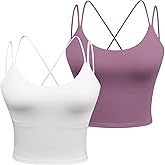 WOYYHO Women's Longline Sports Bra Padded Strappy Yoga Bra Fitness Running Workout Crop Tank Top（2pack）