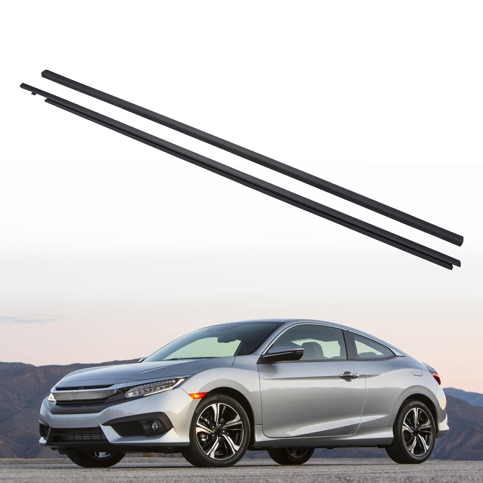 ZONFANT Car Outer Door Window Molding Trim Weatherstrip Seal Belt Front LH and RH Compatible with Honda Vehicle 2016-2020 Civic 2 Door, Replace#72410-TBG-A01 72450-TBG-A01 Image