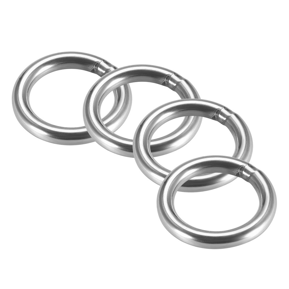 sourcing map 201 Stainless Steel O Ring 40mm(1.57") Outer Diameter 6mm Thickness Strapping Welded Round Rings 4pcs