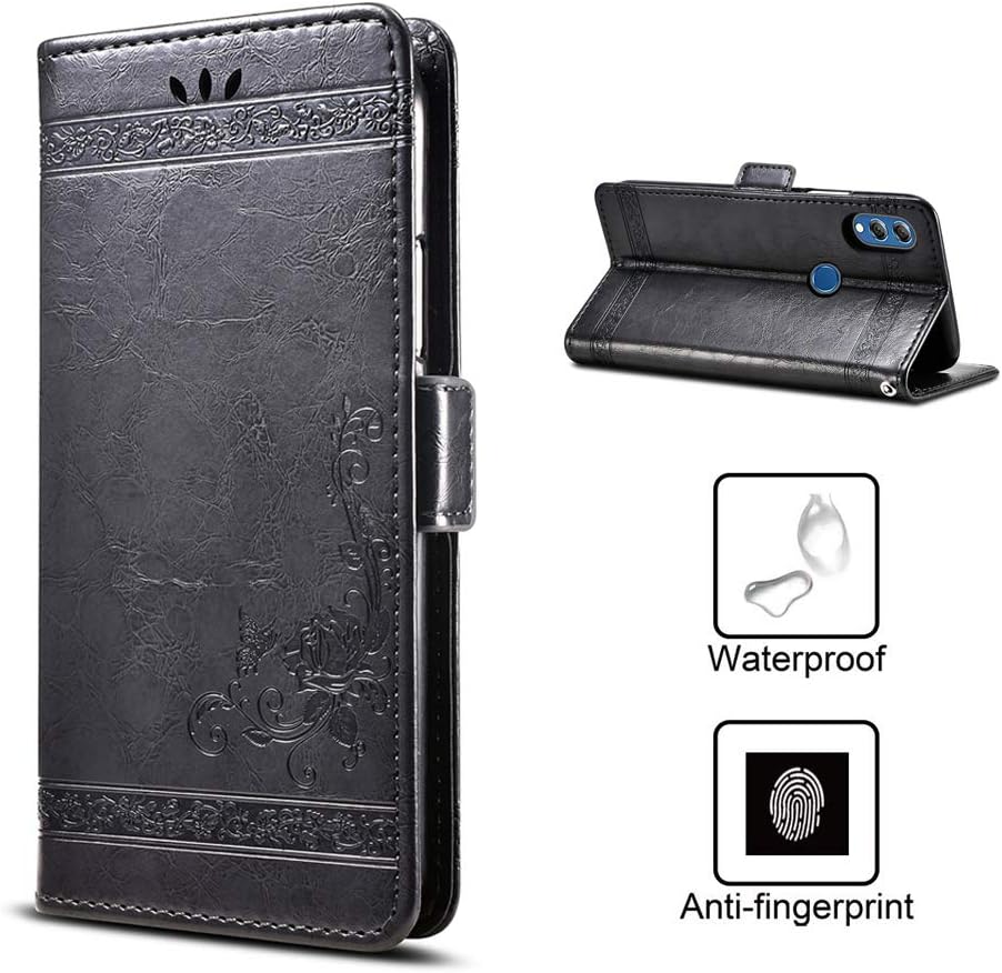 EROYAL for Samsung Galaxy A71 Case, Retro Style Leather Flip Phone Cases with Hidden Card Slots and String Leather Case for Samsung Galaxy A71,Black