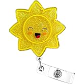 Celokiy Glitter Summer Badge Reel, Retractable ID Holder Clip for Teacher Nurse