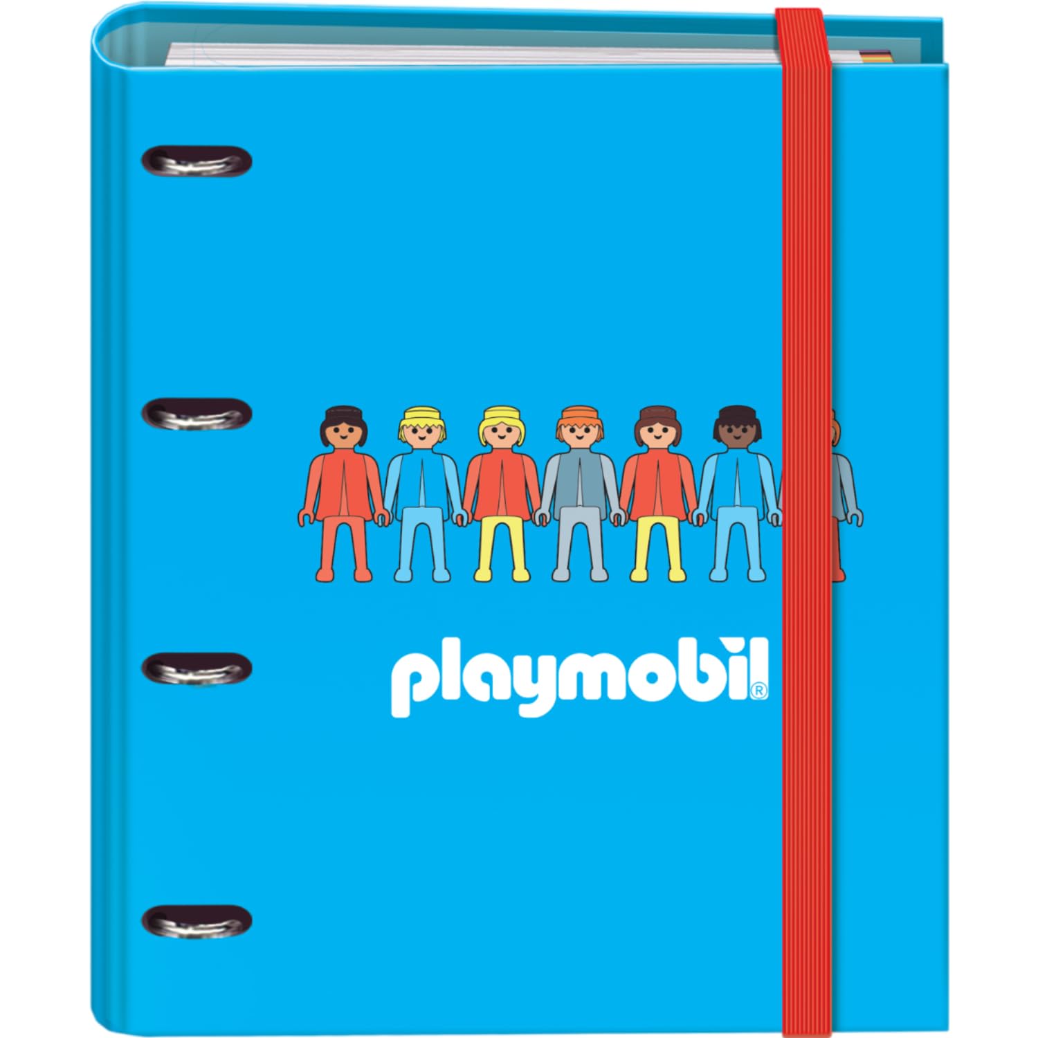 Dohe - 4 Ring Binder with Refill 100 Sheets - A4 Size, 4 Colour Dividers, Envelope Document Holder, Paper 90 g/m², Compressor - FSC Mix AEN-COC-000243 - Playmobil Core - Blue