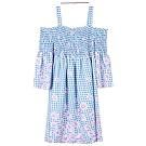 Speechless Big Girls' Cold Shoulder Dress With Smocked Bodice, Blue/Lilac, 8