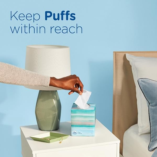 PUFFS PLUS LOTION FACIAL TISSUES, 1 FAMILY BOX, 124 TISSUES PER BOX, ALLERGIES AND COLDS