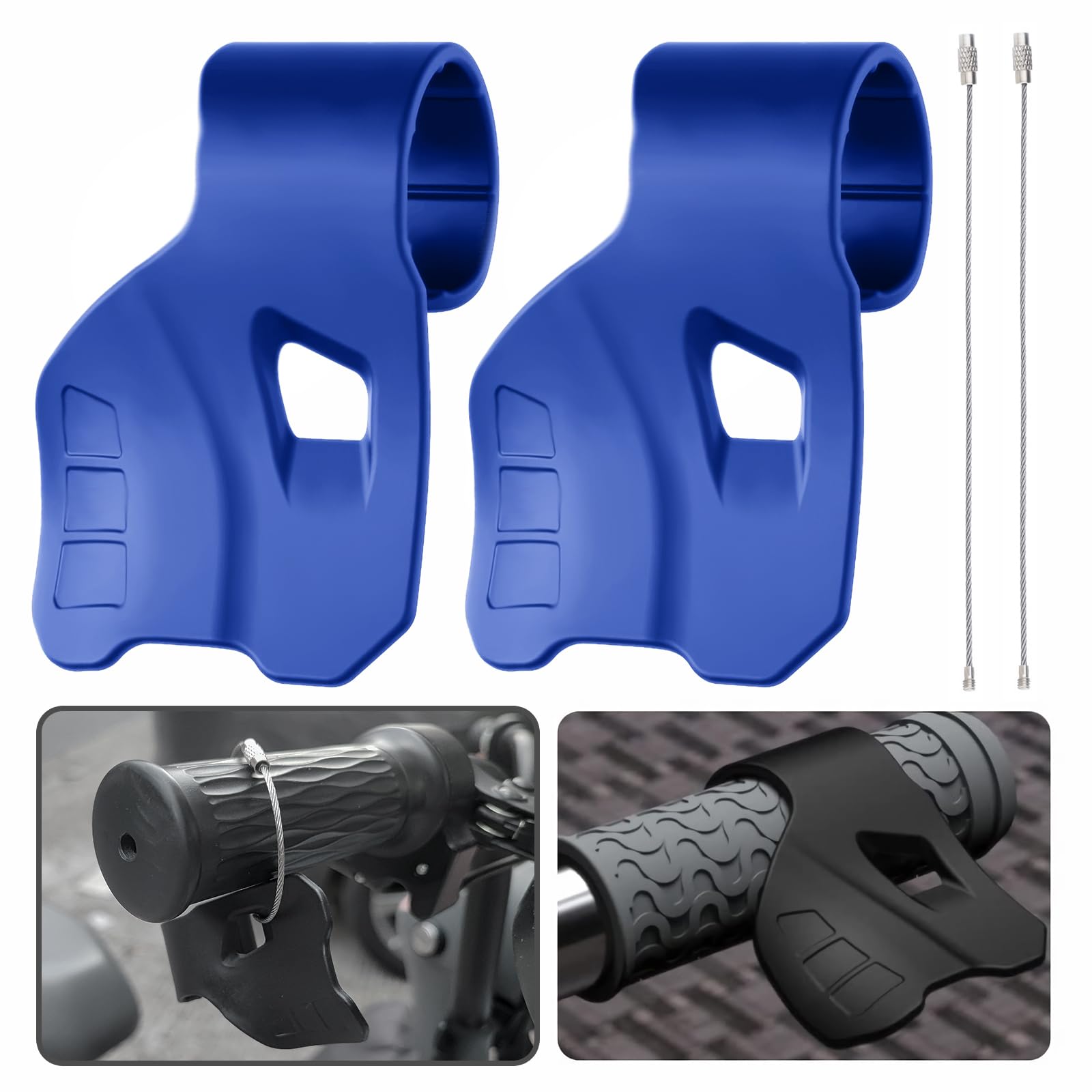 【Charming Decoration】スロットルアシスト バイク用アクセルアシスト アクセル補助 取り付け簡単 2個入り 汎用性 バイク用品 盗難防止のワイヤーが付き (ブルー) の商品画像
