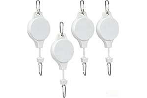 4Piece Retractable Hanging Garden Hook, Adjustable Lift Hanger for Flower Baskets, Planters, Bird Cages, Household Telescopic