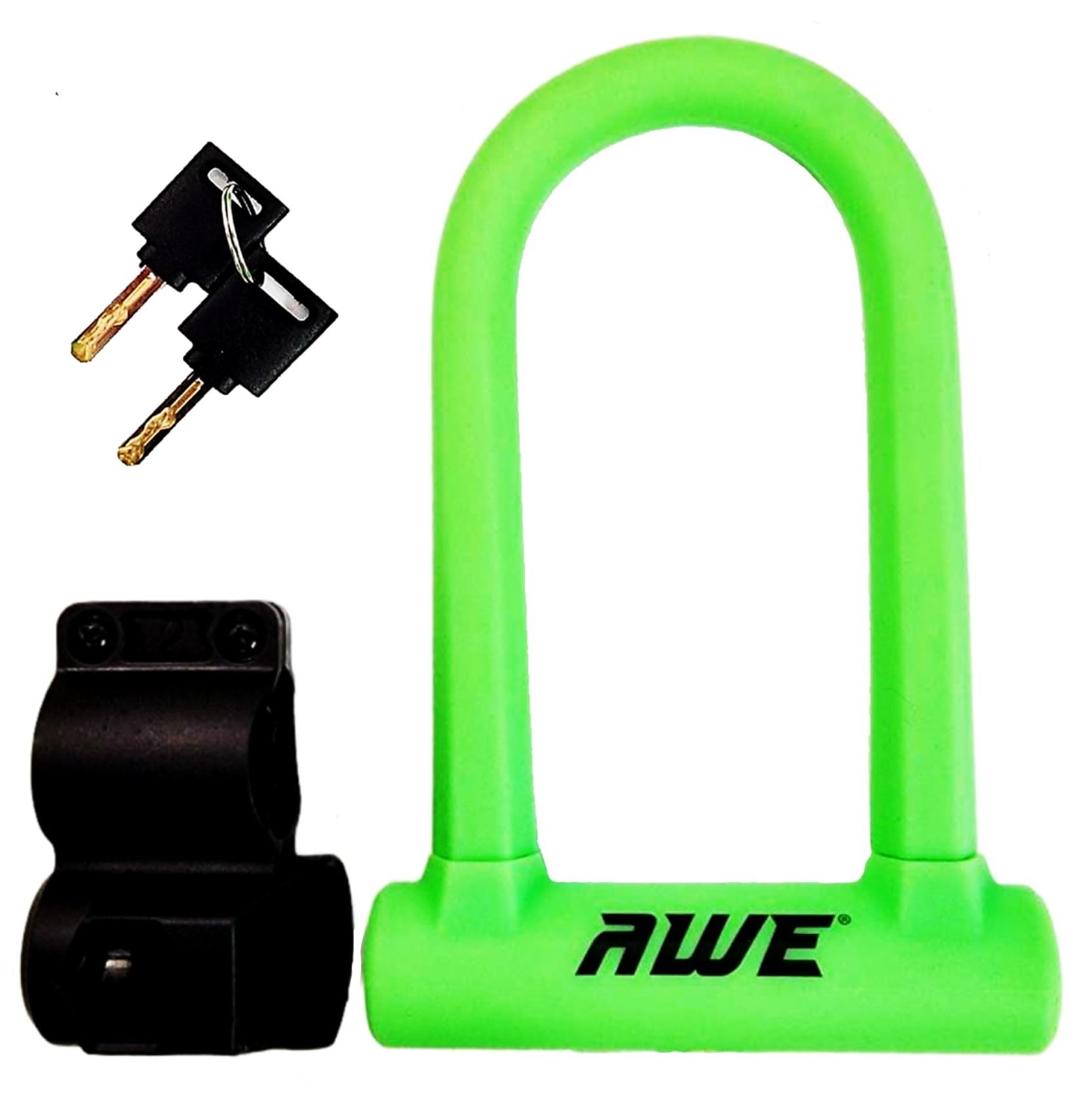 AWE Silicone Hardened Steel 130mm x 210mm Bicycle Bike Shackle U Lock with Keys