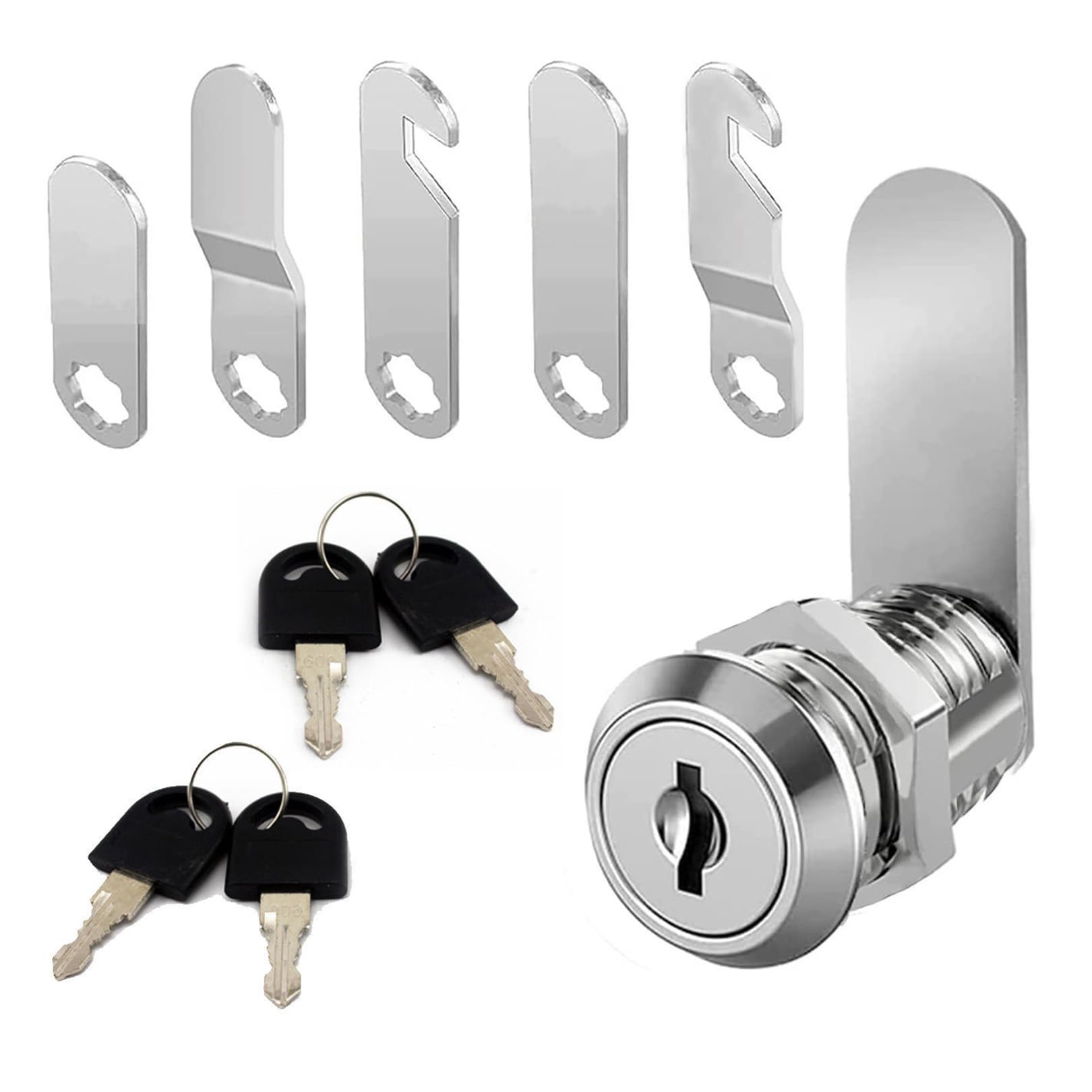 Silver Mailbox Locks - Post Box Cam Locks with 5 Plates & 4 Keys, Rust-Resistant for Business & Home