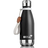 Mollcity Kids Water Bottle 9 oz Stainless Steel Vacuum Insulated Metal Water Bottle for School Leak Proof Cola Shape Mini Water Bottle for Boys Girls(Black)
